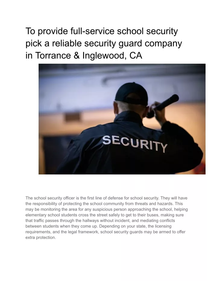 to provide full service school security pick