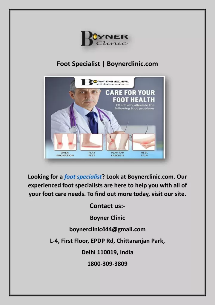 foot specialist boynerclinic com