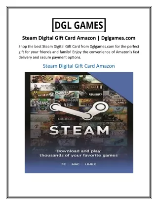 Steam Digital Gift Card Amazon  Dglgames