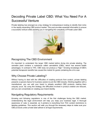 Decoding Private Label CBD_ What You Need For A Successful Venture