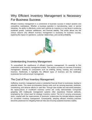 Why Efficient Inventory Management is Necessary For Business Success