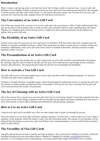 Why Everyone Loves an Active Gift Card