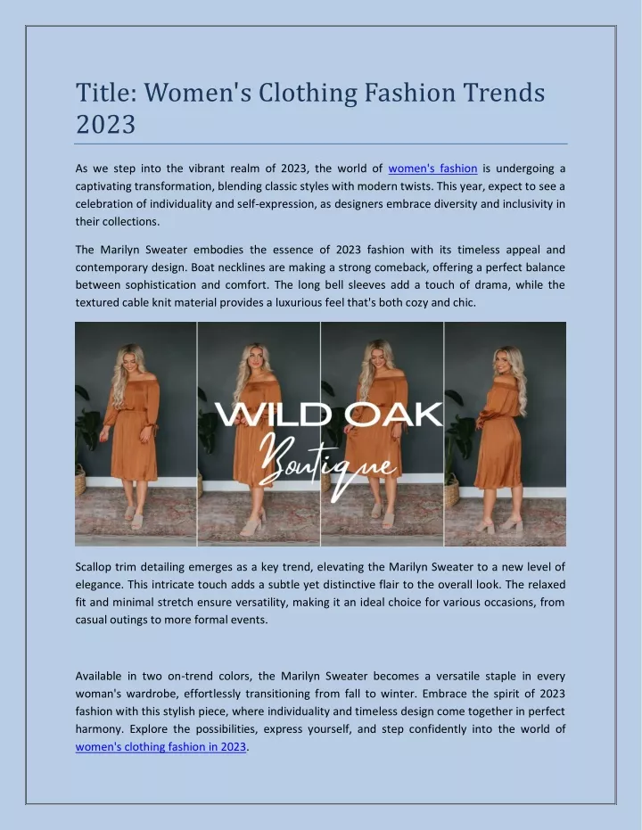 title women s clothing fashion trends 2023