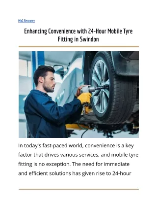 Enhancing Convenience with 24-Hour Mobile Tyre Fitting in Swindon