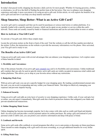 Shop Smarter, Shop Better: The Benefits of an Active Gift Card