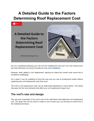 a detailed guide to the factors determining roof