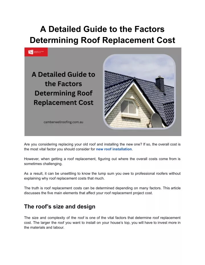 a detailed guide to the factors determining roof