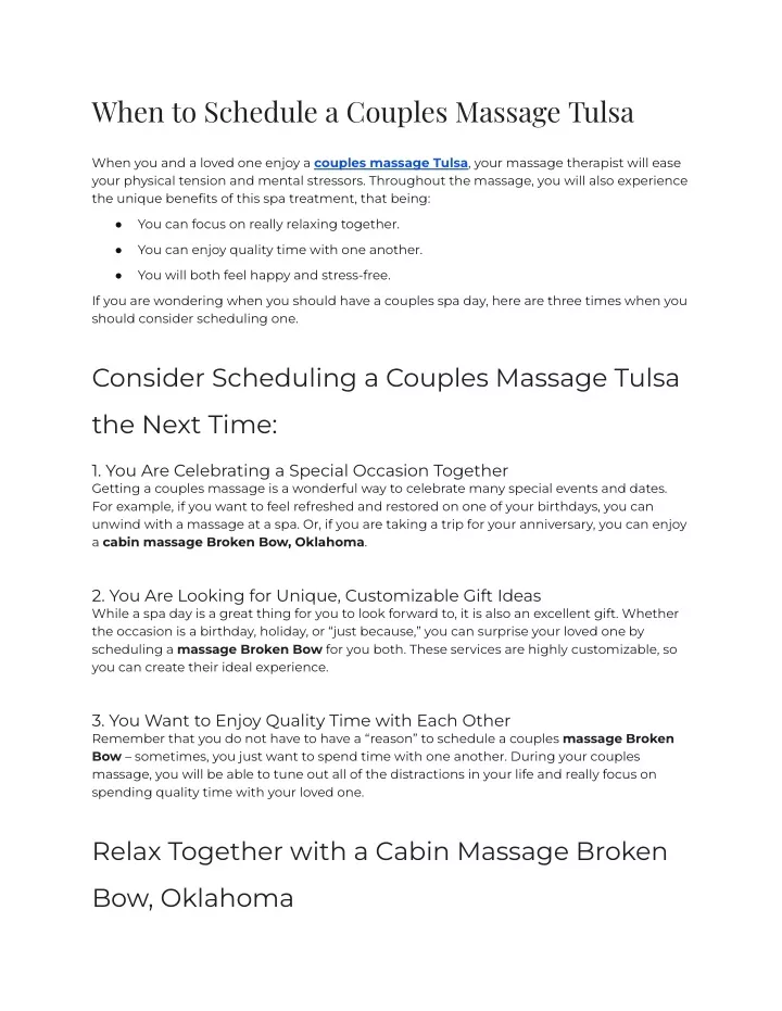 when to schedule a couples massage tulsa