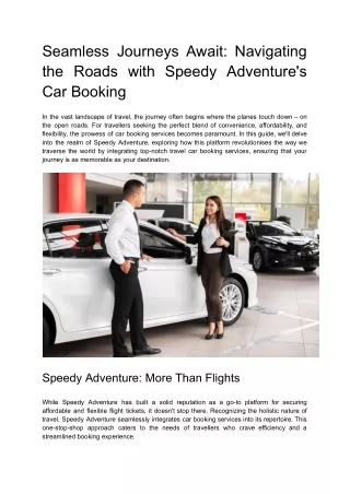Seamless Journeys Await_ Navigating the Roads with Speedy Adventure's Car Booking