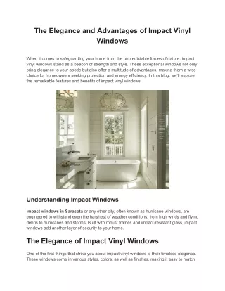 The Elegance and Advantages of Impact Vinyl Windows