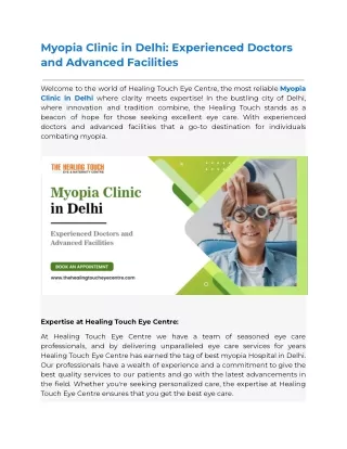 Myopia Clinic in Delhi
