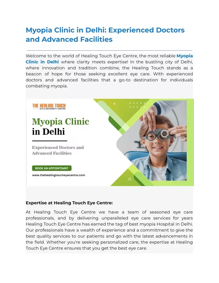 myopia clinic in delhi experienced doctors