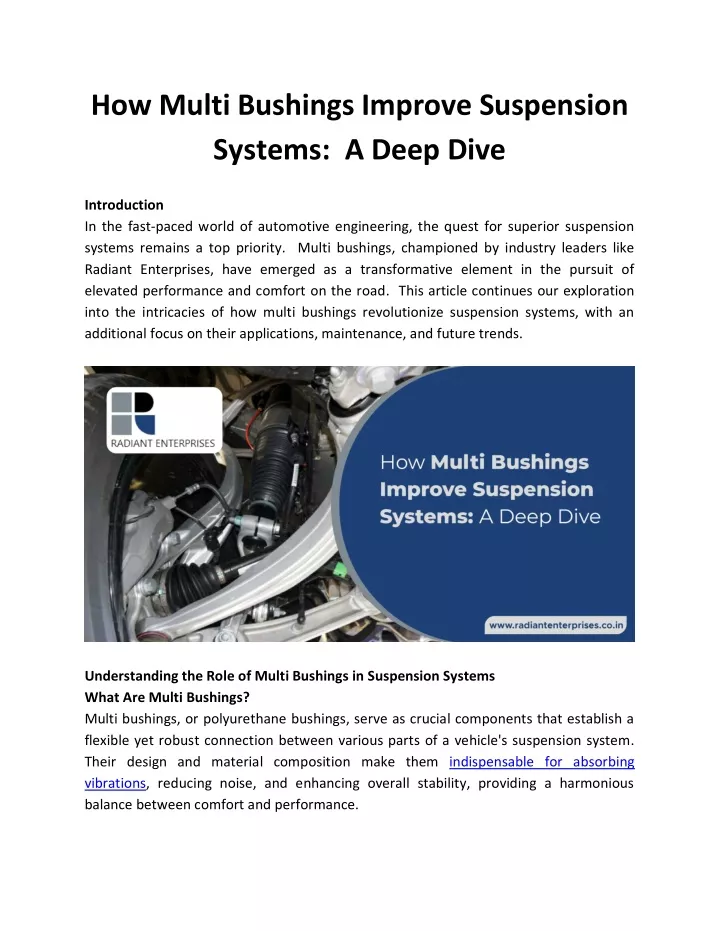 how multi bushings improve suspension systems