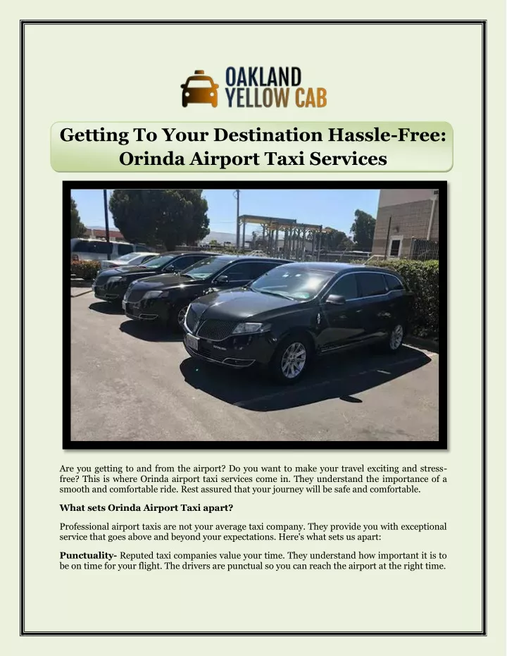 getting to your destination hassle free orinda