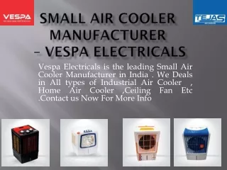 Small Air Cooler Manufacturer - Vespa Electricals