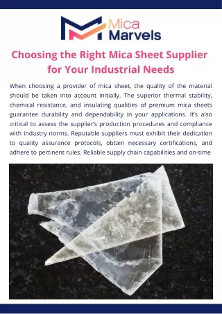 Choosing the Right Mica Sheet Supplier for Your Industrial Needs