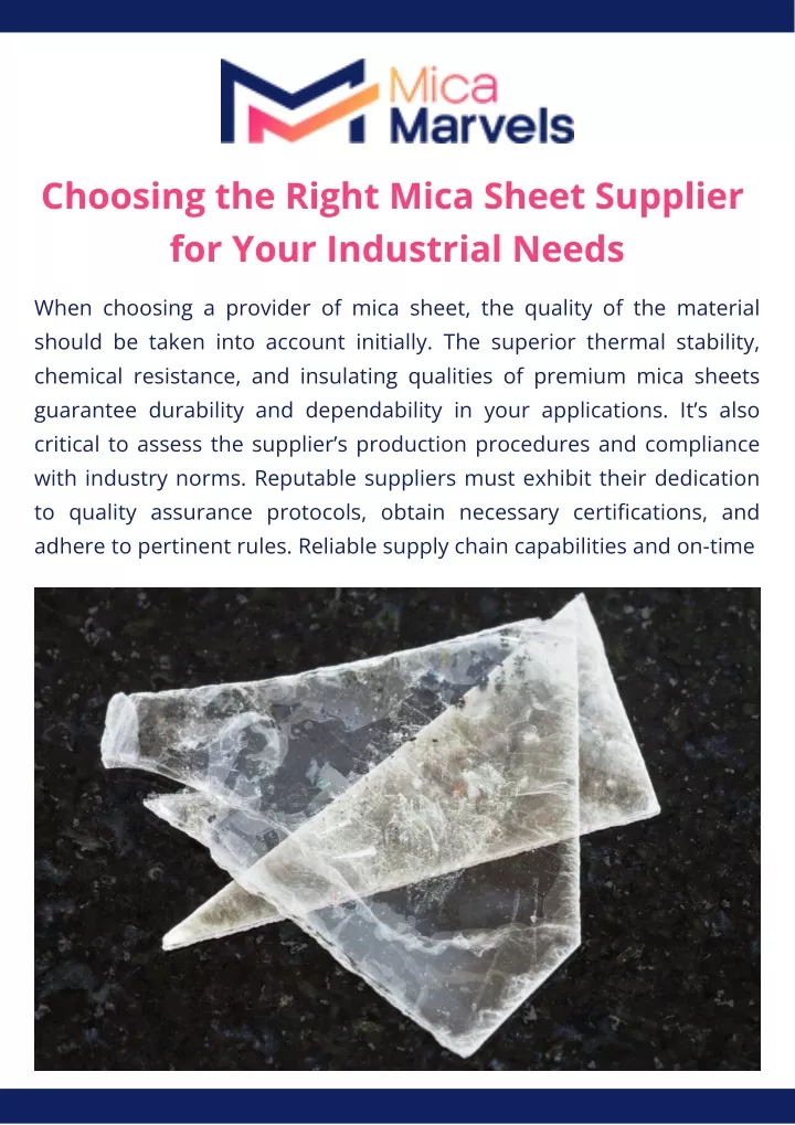 choosing the right mica sheet supplier for your