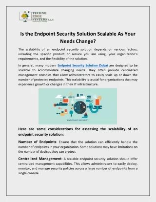 Is the Endpoint Security Solution Scalable As Your Needs Change?