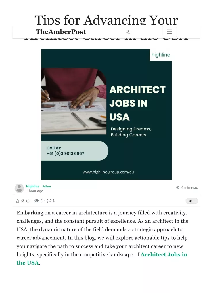 tips for advancing your architect career