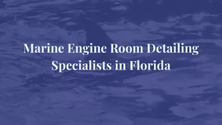 Marine Engine Room Detailing Specialists in Florida