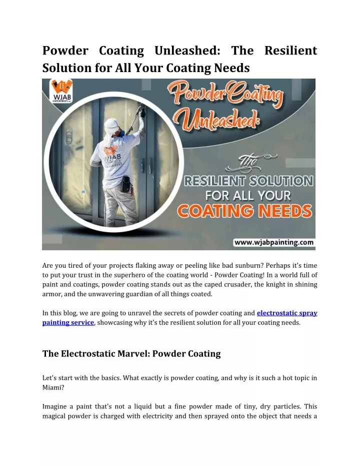 powder coating unleashed the resilient solution
