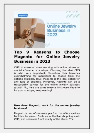 Top 9 Reasons to Choose Online Jewellery Business