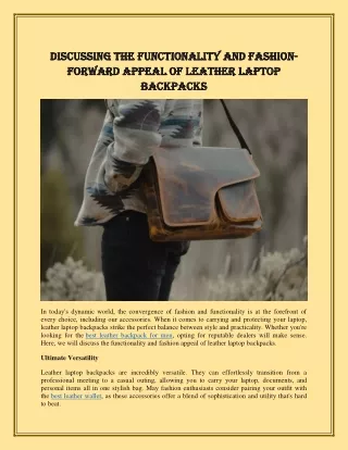 Discussing the Functionality and Fashion-Forward Appeal of Leather Laptop Backpacks