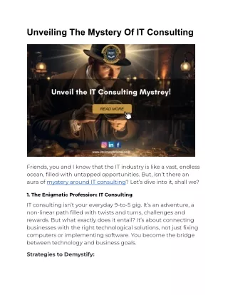 unveiling the mystery of it consulting