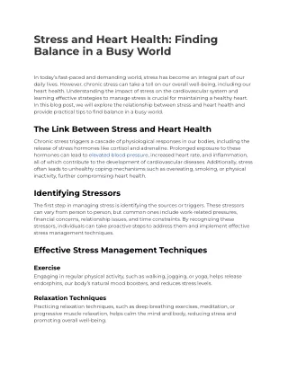 stress and heart health finding balance in a busy