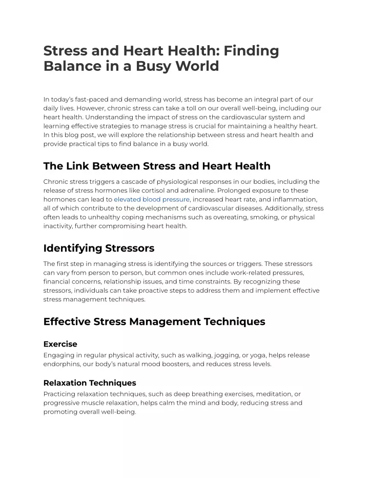 stress and heart health finding balance in a busy