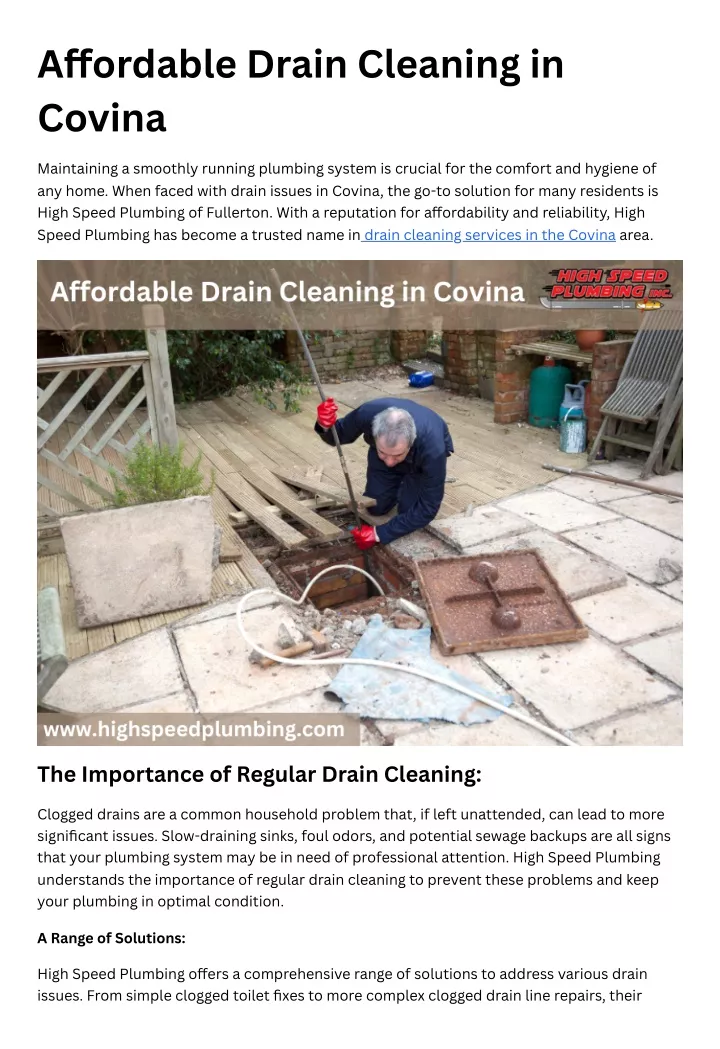 a ordable drain cleaning in covina