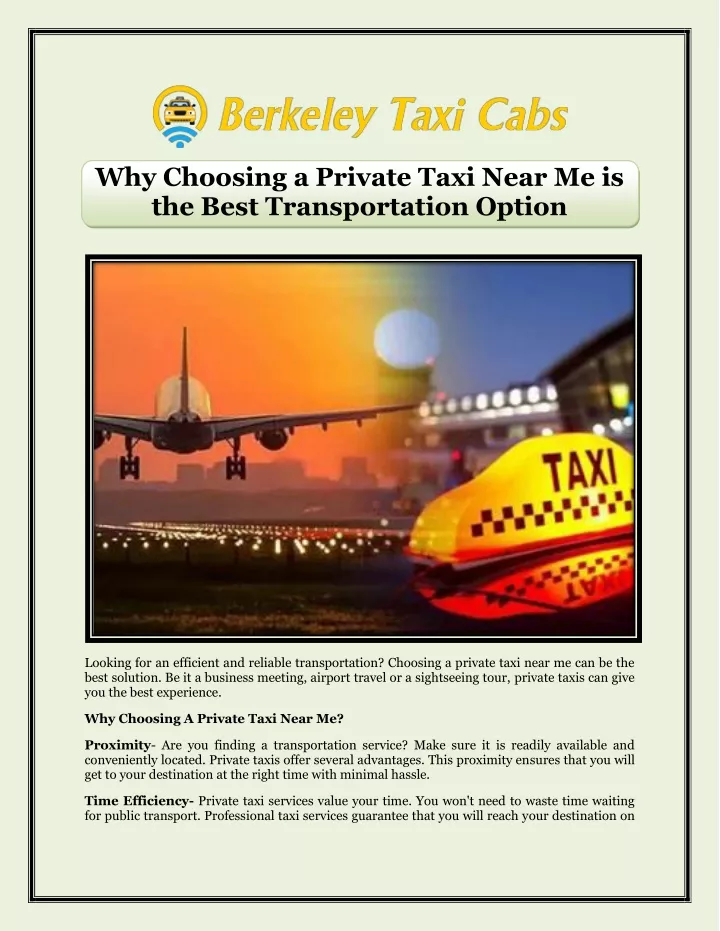 why choosing a private taxi near me is the best