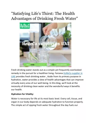 satisfying life s thirst the health advantages