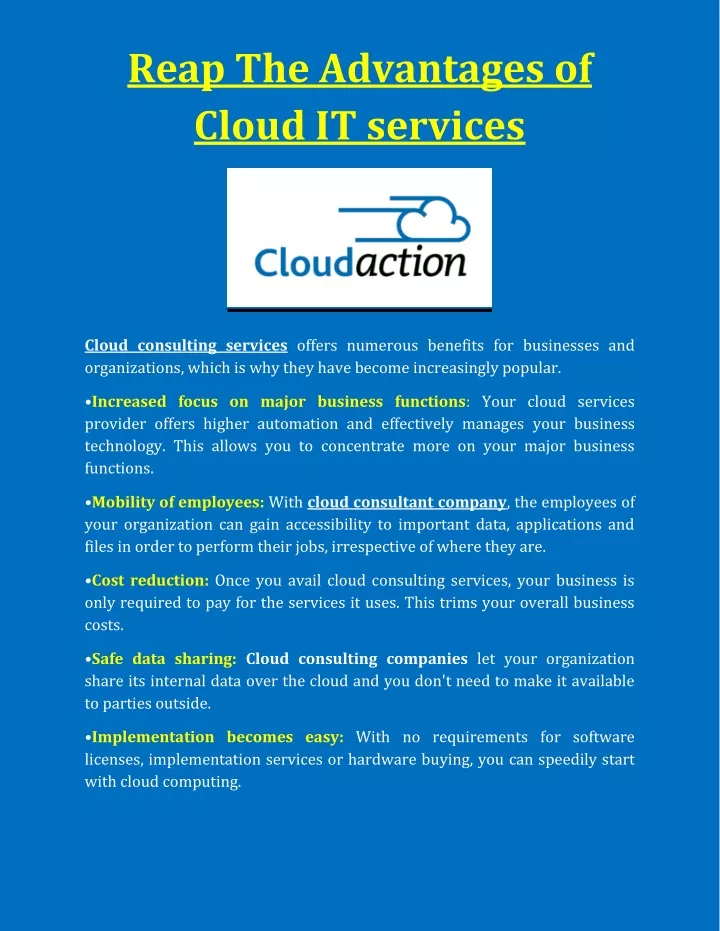 reap the advantages of cloud it services