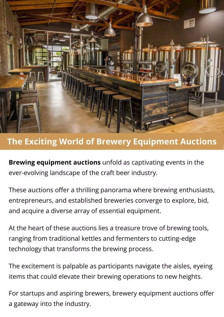 the exciting world of brewery equipment auctions