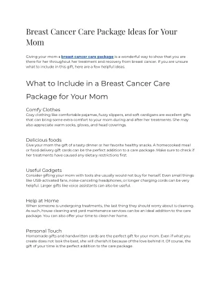 Breast Cancer Care Package Ideas for Your Mom