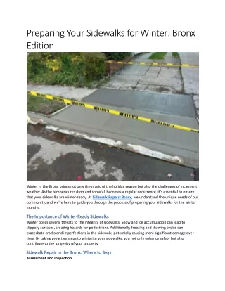 Preparing Your Sidewalks for Winter: Bronx Edition