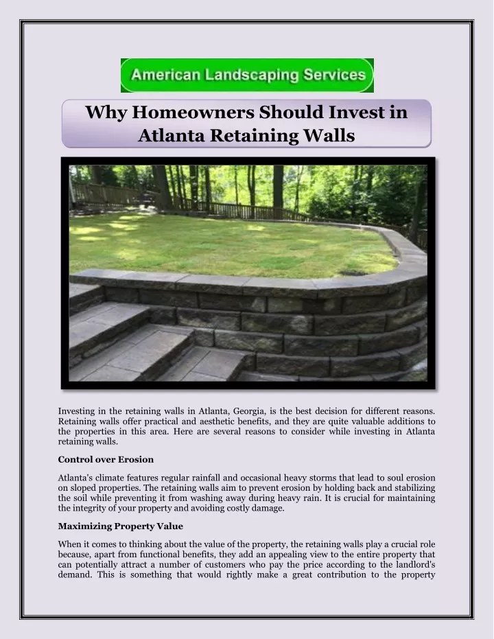 why homeowners should invest in atlanta retaining