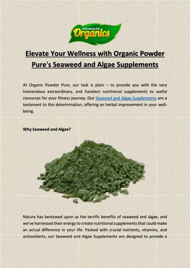 elevate your wellness with organic powder pure
