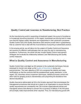 Quality Control and Assurance in Manufacturing_ Best Practices