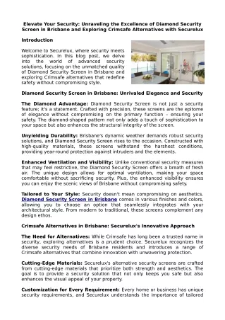 Elevate Your Security: Unraveling the Excellence of Diamond Security Screen in Brisbane and Exploring Crimsafe Alternati