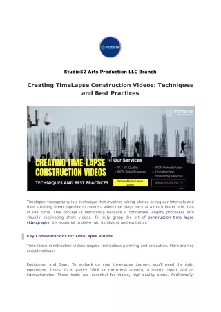 Creating Time-Lapse Construction Videos: Techniques and Best Practices