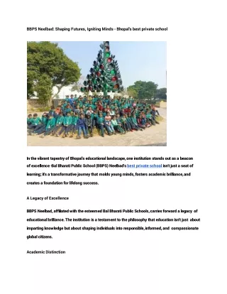 Nurturing Minds: Unveiling the Best CBSE Schools in Bhopal