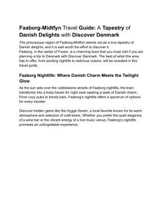 Faaborg-Midtfyn Travel Guide_ A Tapestry of Danish Delights with Discover Danmark