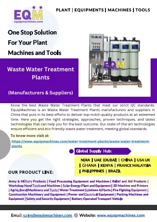Waste Water Treatment Plants Exporters in China