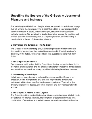 Unveiling the Secrets of the G-Spot_ A Journey of Pleasure and Intimacy