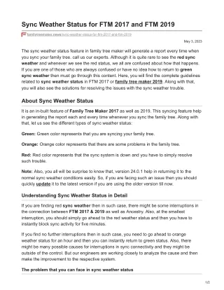 Sync Weather Status for FTM 2017 and FTM 2019