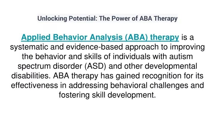 unlocking potential the power of aba therapy