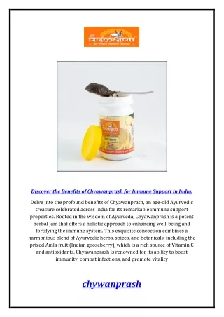 Discover the Benefits of Chyawanprash for Immune Support in India.