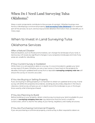 2023 - When Do I Need Land Surveying Tulsa Oklahoma